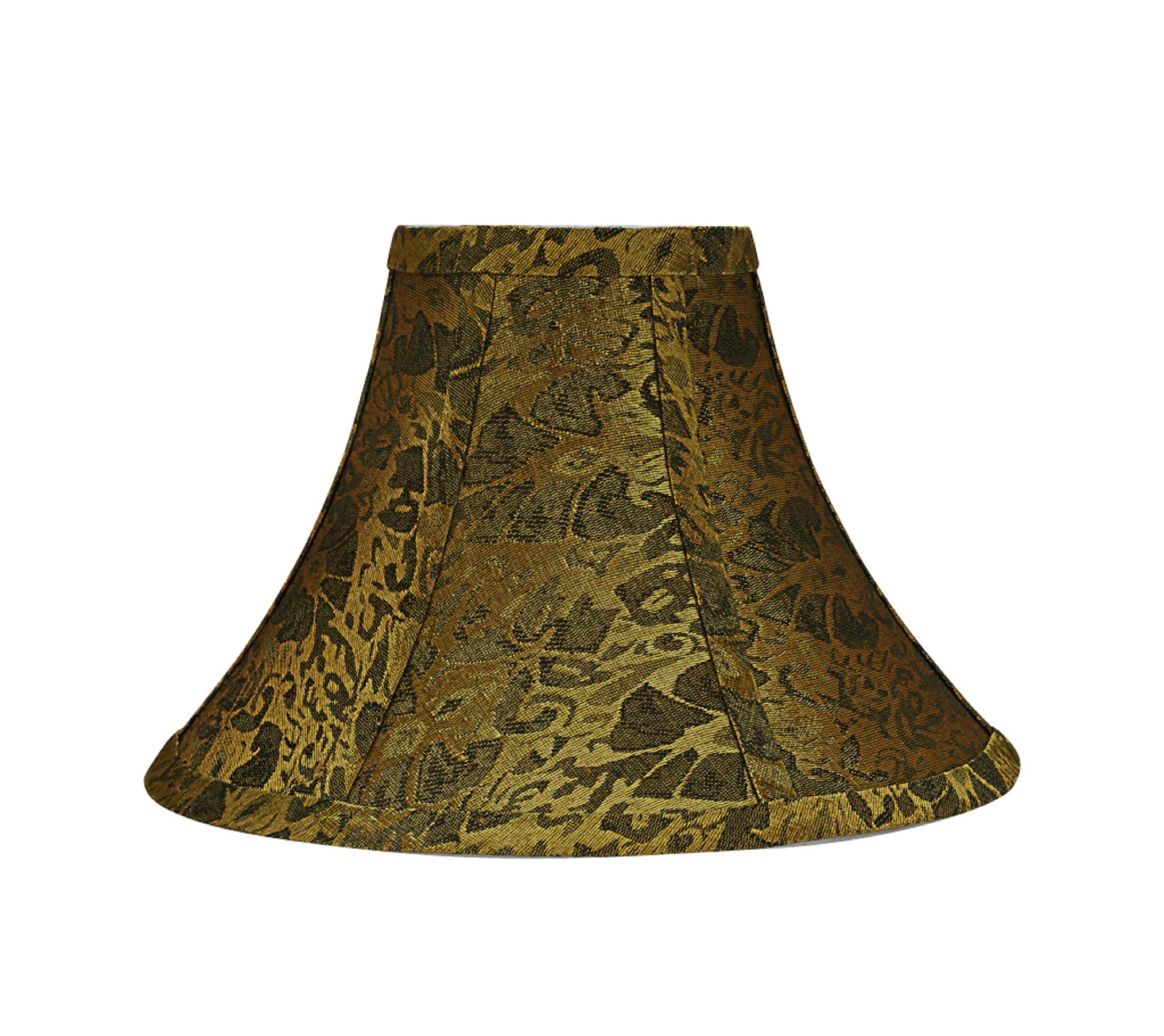 # 30047 Transitional Bell Shape Spider Construction Lamp Shade in Pumpkin Gold Textured Fabric, 16" wide (6" x 16" x 12")