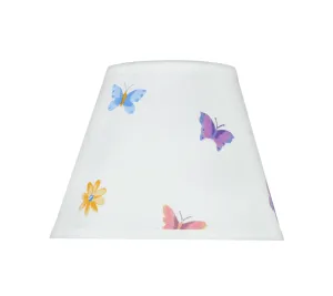 # 32417 Transitional Hardback Empire Shape Spider Construction Lamp Shade in White with Butterflies & Flowers, 9" wide (5" x 9" x 7")