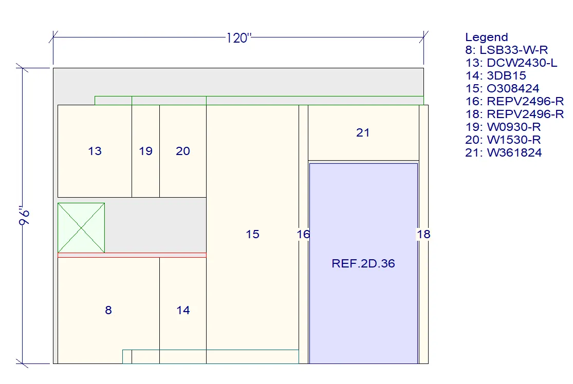 10x10 Kitchen Layout Design - Aria Shaker White Cabinets