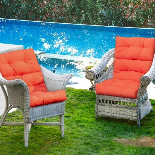 22" x 44" Tufted Outdoor Patio Chair Seating Pad-Orange