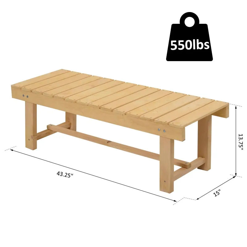 3.6' Outdoor Patio Garden Bench - Natural