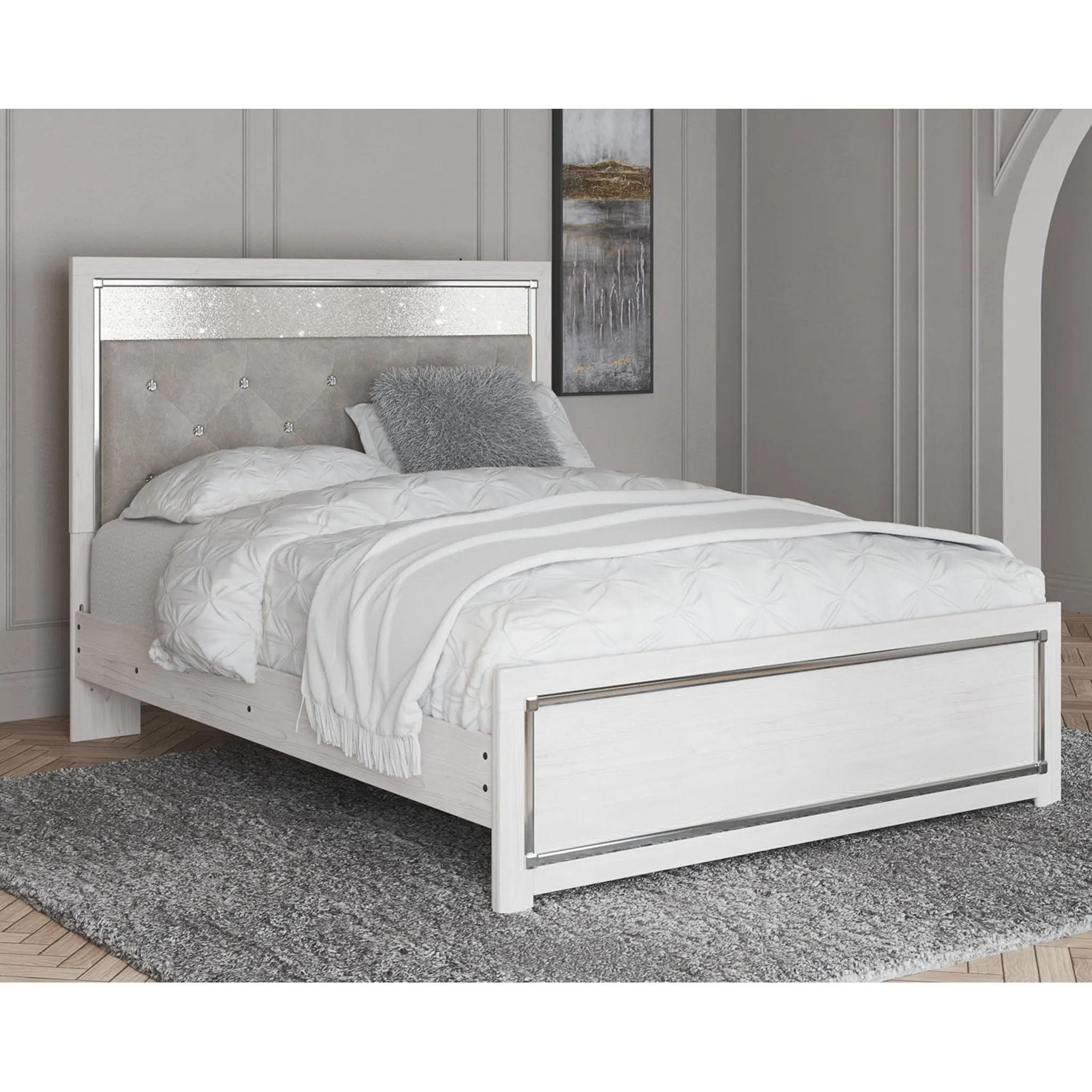 Altyra Panel Bed - White