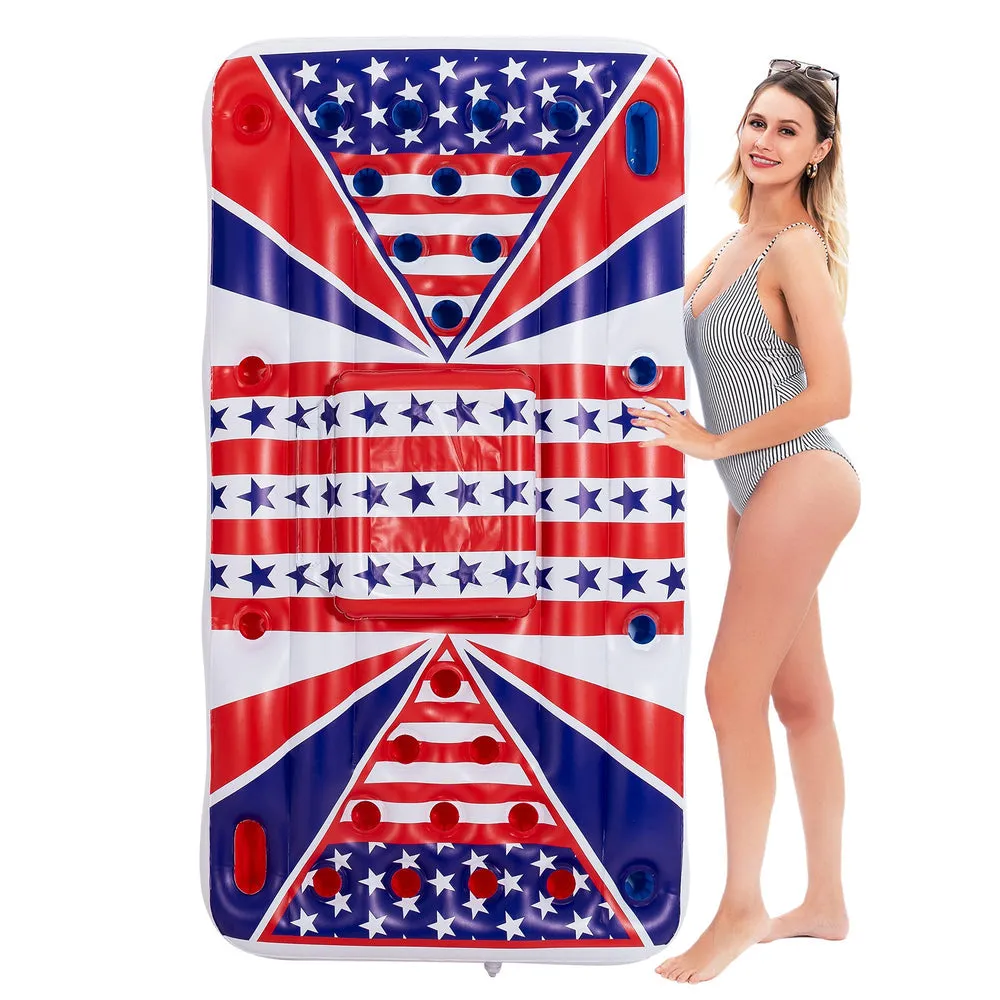 American Flag Floating Beer Pong Float with Built-In Cooler