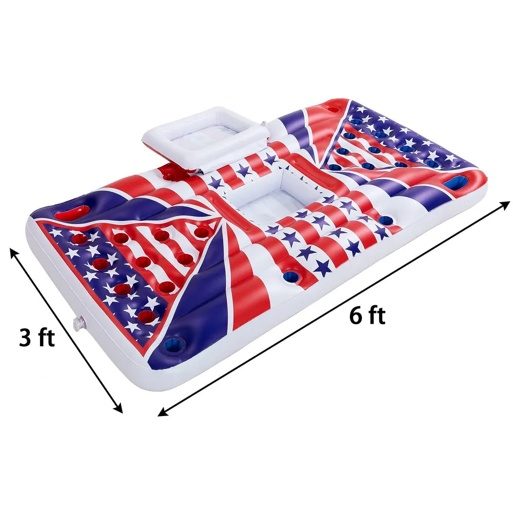 American Flag Floating Beer Pong Float with Built-In Cooler