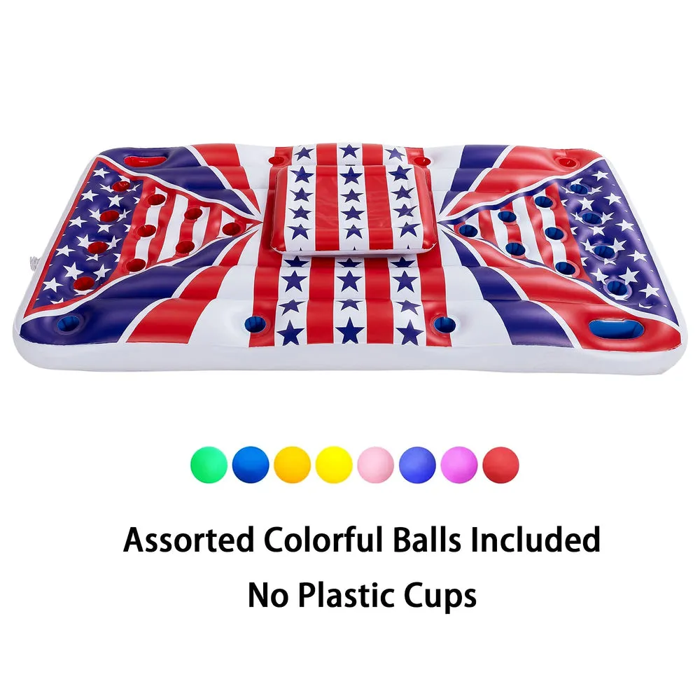 American Flag Floating Beer Pong Float with Built-In Cooler