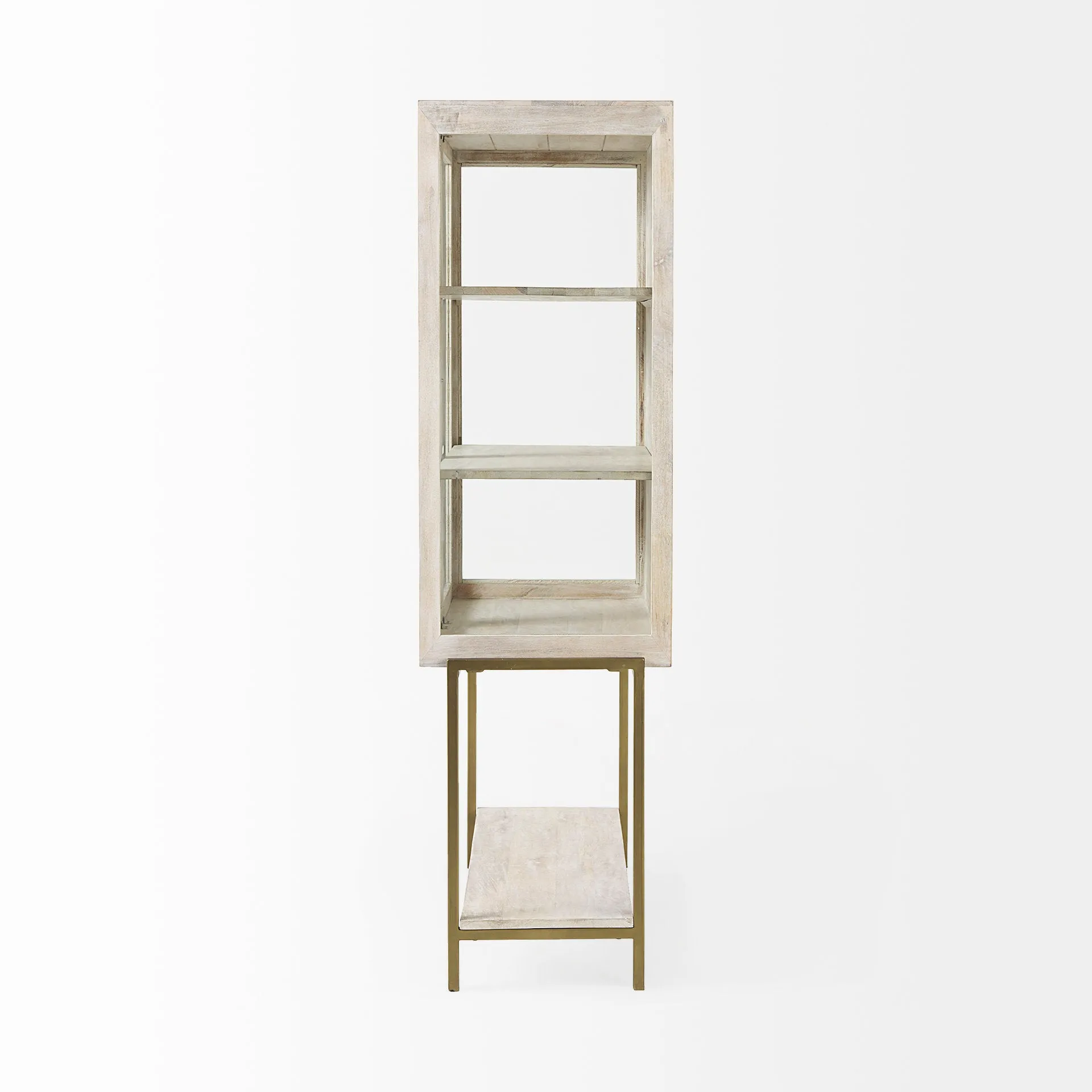 Arelius Cabinet White Wood | Gold Metal