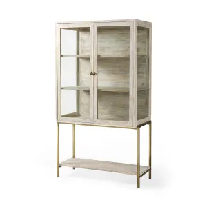 Arelius Cabinet White Wood | Gold Metal