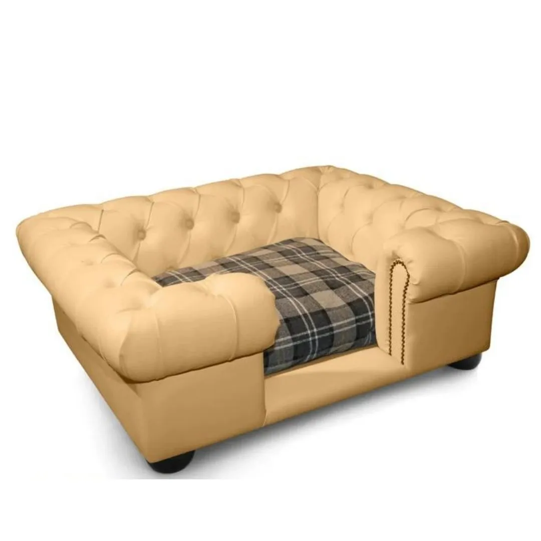 Balmoral Dog Sofa In Champagne Faux Leather