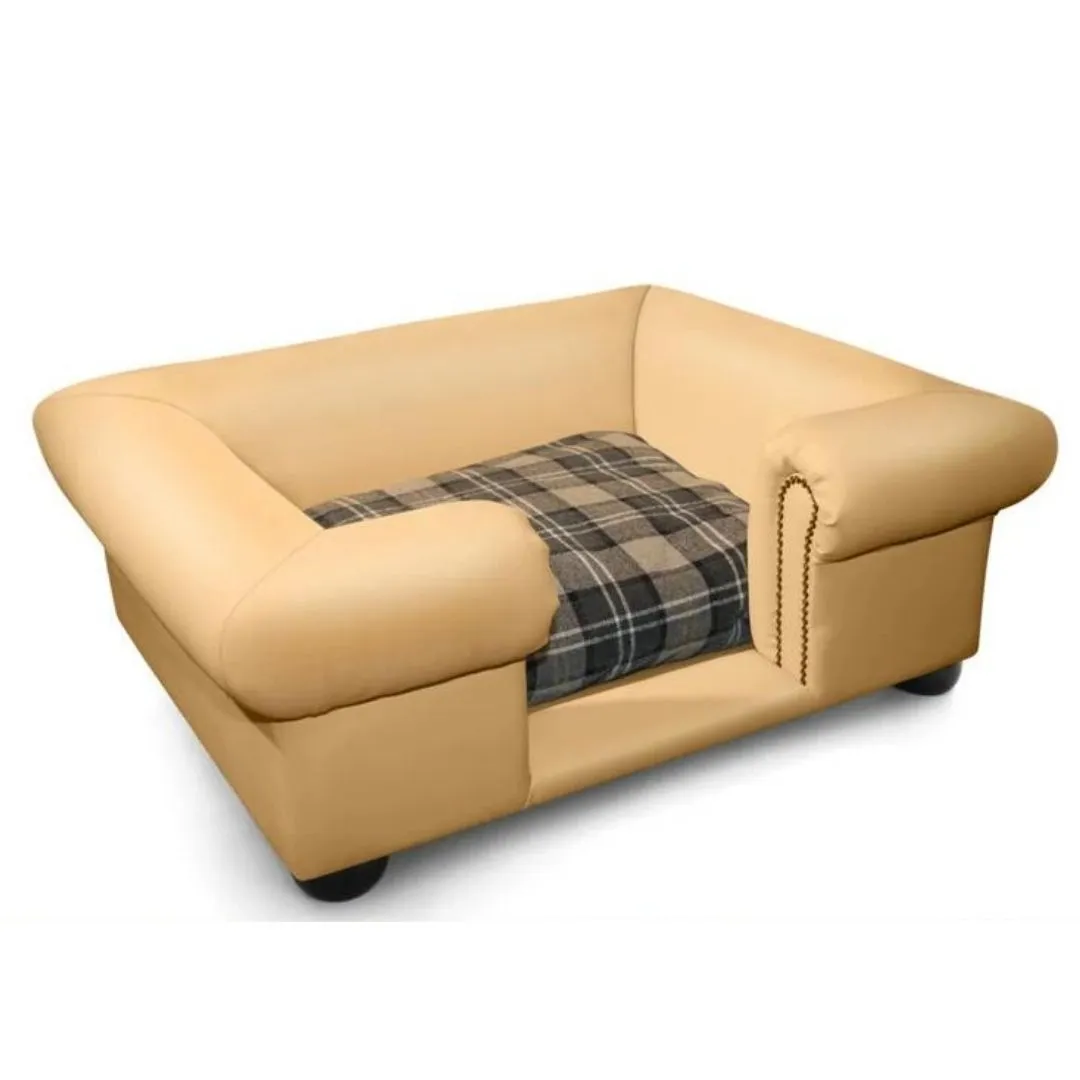 Balmoral Dog Sofa In Champagne Faux Leather