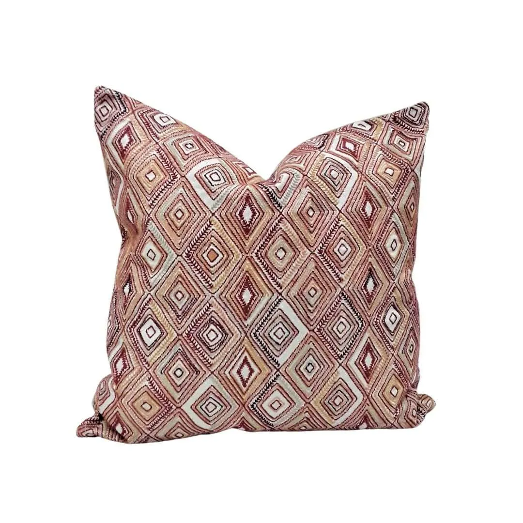 Bowen Embroidery Paprika/Mystere Dove Cushion - 50x50