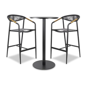 Cafe Collection Round 3pc Bar Suite in Gunmetal Aluminium