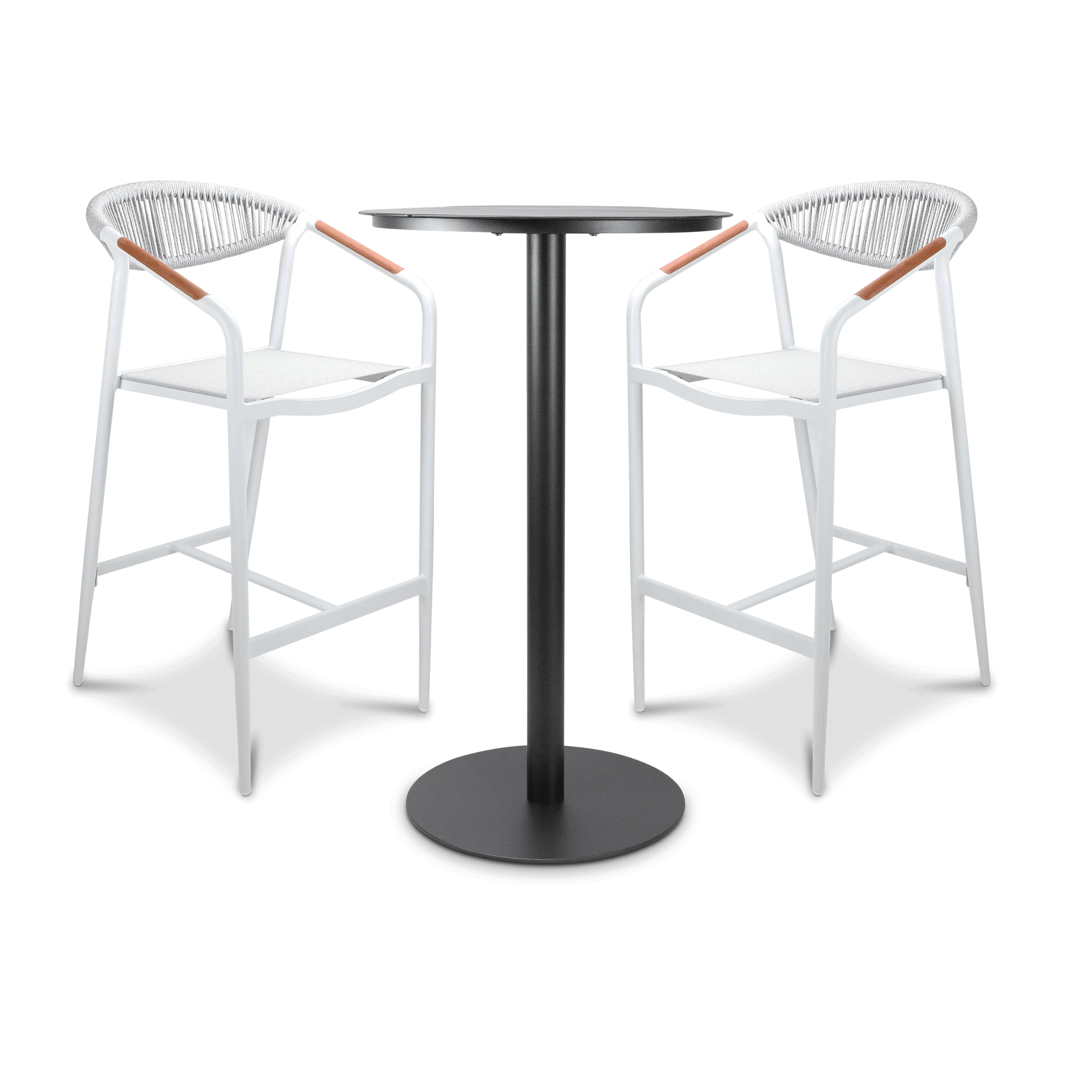 Cafe Collection Round 3pc Bar Suite in Gunmetal Aluminium