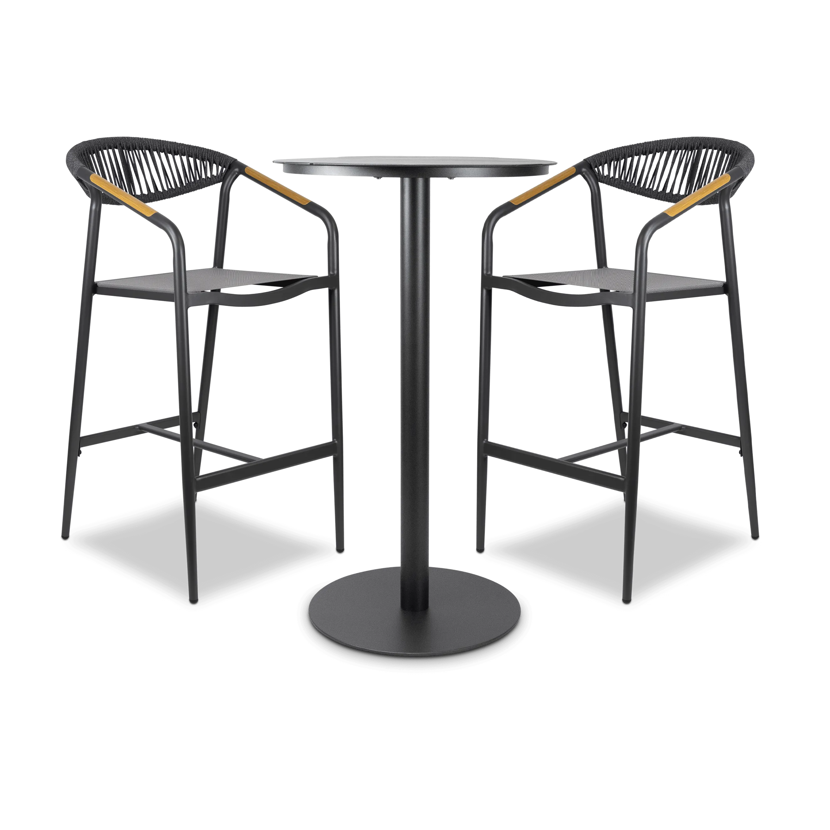 Cafe Collection Round 3pc Bar Suite in Gunmetal Aluminium