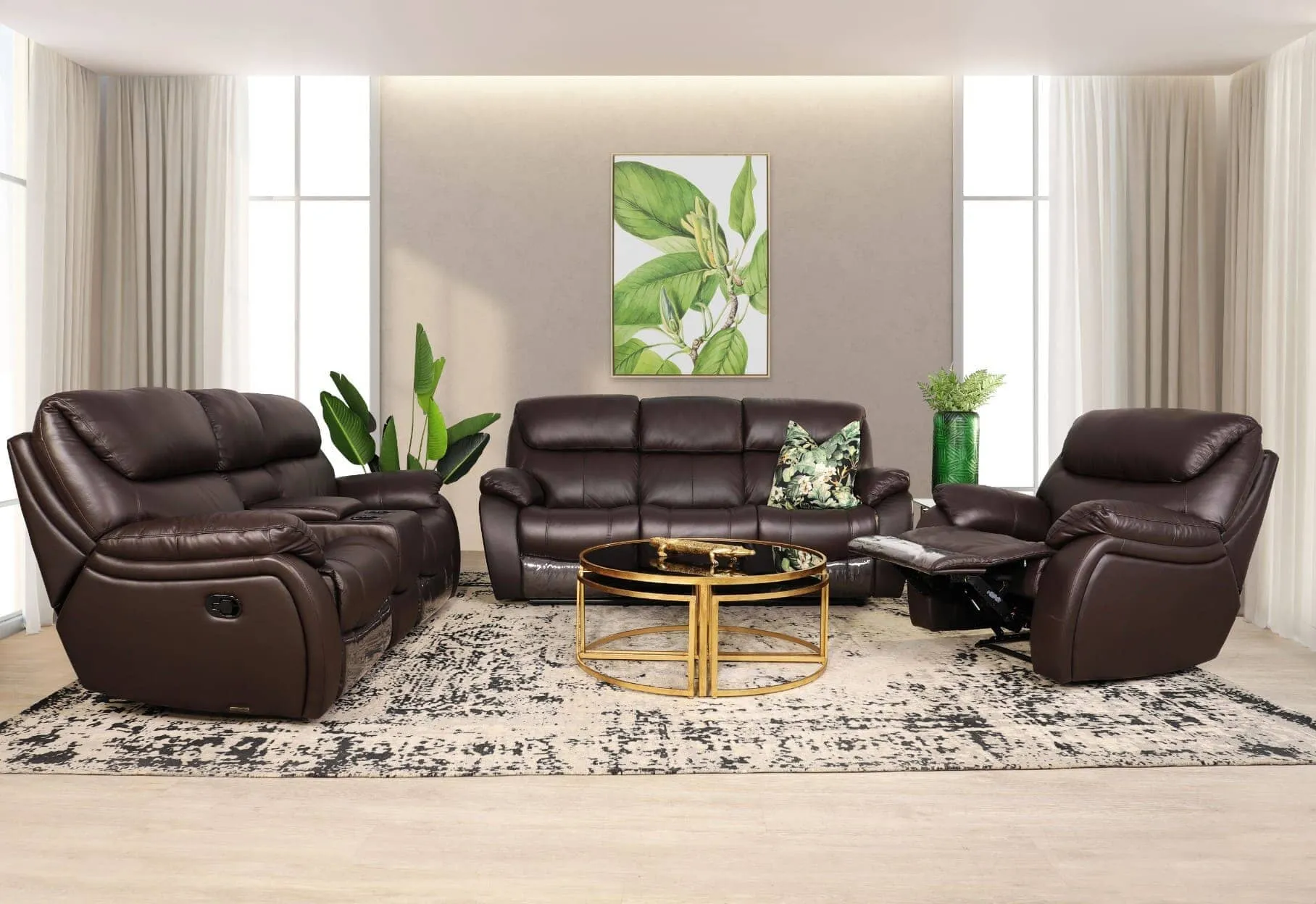 Cairo 3 2 1 Leather Recliner Home Theatre Suite