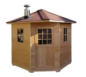 Canadian Cedar Shingled Roof Outdoor Traditional Wet/Dry Sauna Spa with Wood Burning Stove