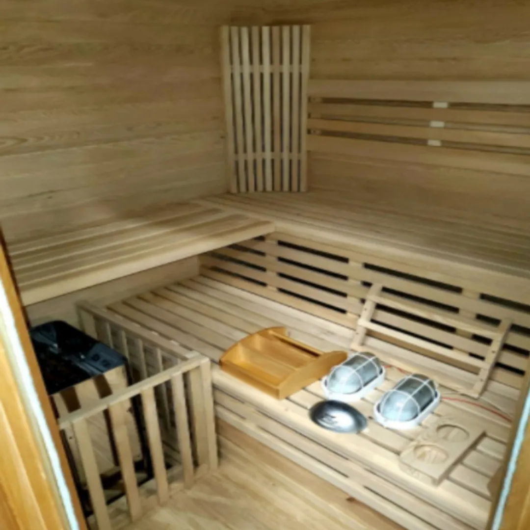 Canadian Hemlock Triple Bench Outdoor Wet/Dry Traditional Sauna Spa for 4 to 6 Person - 9KW upgrade