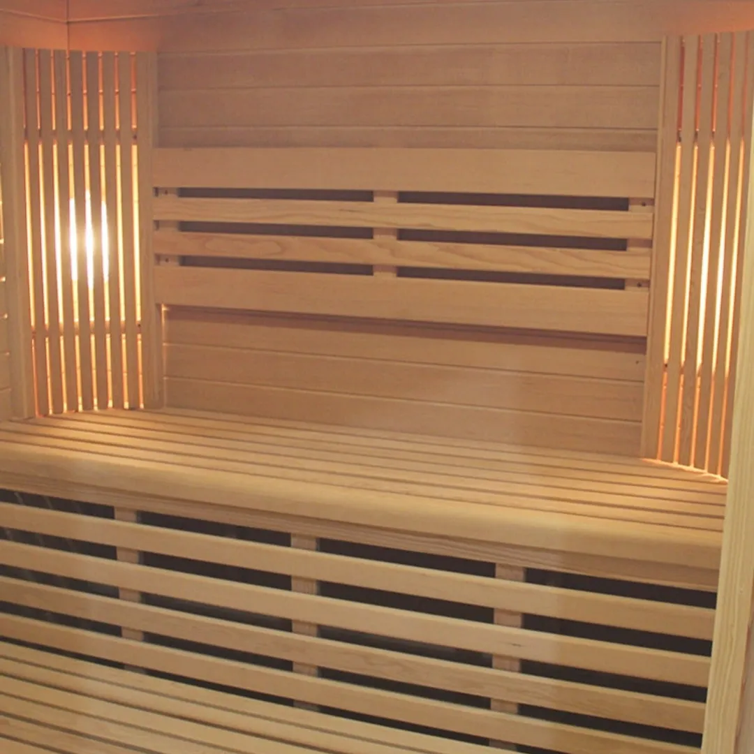 Canadian Hemlock Triple Bench Outdoor Wet/Dry Traditional Sauna Spa for 4 to 6 Person - 9KW upgrade