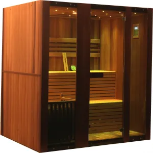 Canadian Red Cedar Indoor Wet/Dry Traditional Swedish Steam Sauna Spa 4 to 6 Persons - 9 KW