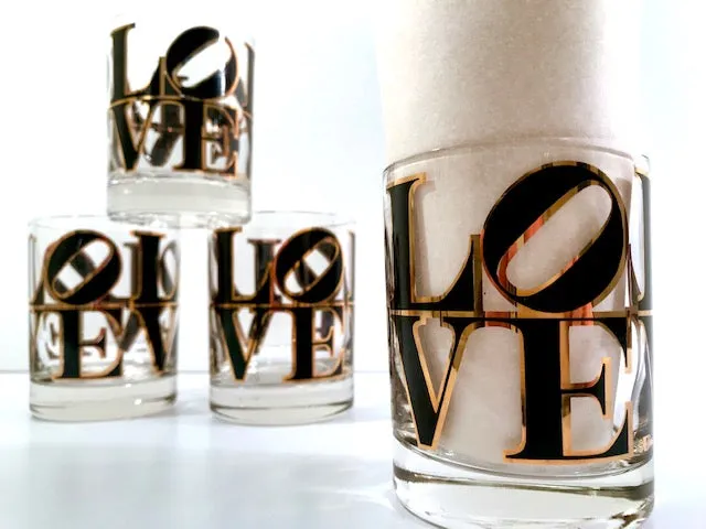 Cera Signed LOVE Double Old Fashion Glasses (Set of 4)