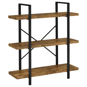 Cole 3-Shelf Bookcase Antique Nutmeg and Black