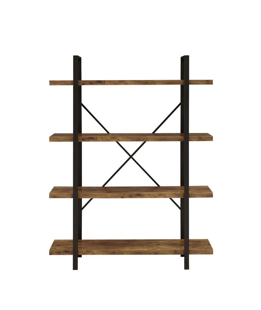 Cole 4-Shelf Bookcase Antique Nutmeg and Black