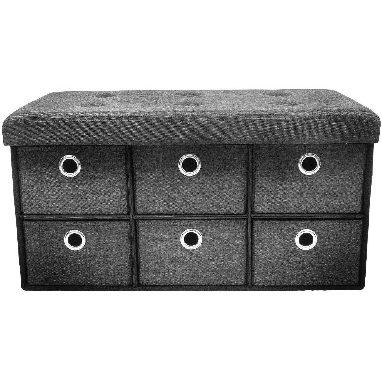 Collapsible Storage Bench Chest with Drawers