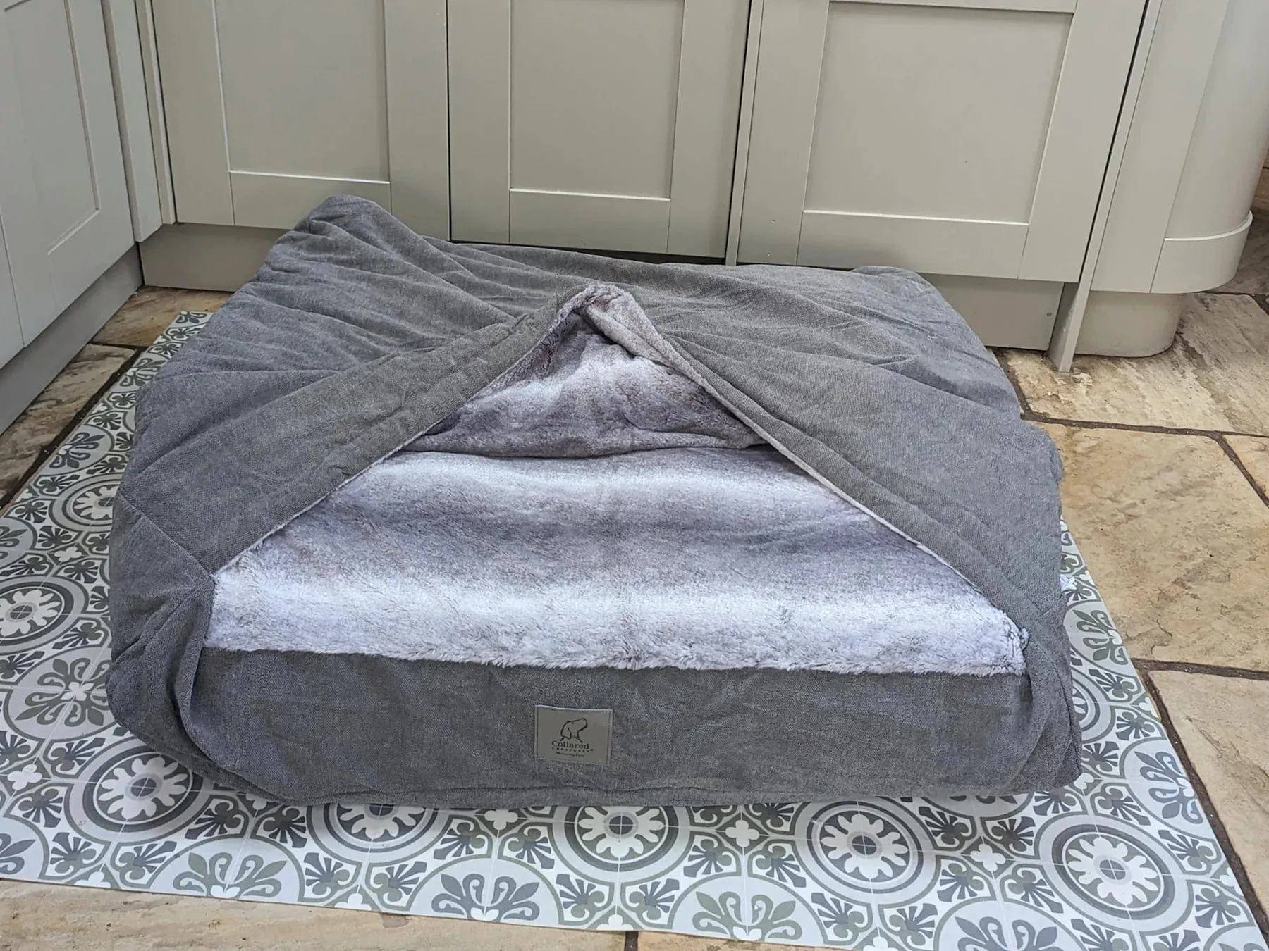 Collared Creatures - Grey Luxury Dog Snuggle Bed / Snuggle Sack /Sleeping Sack Luxury Dog Bed