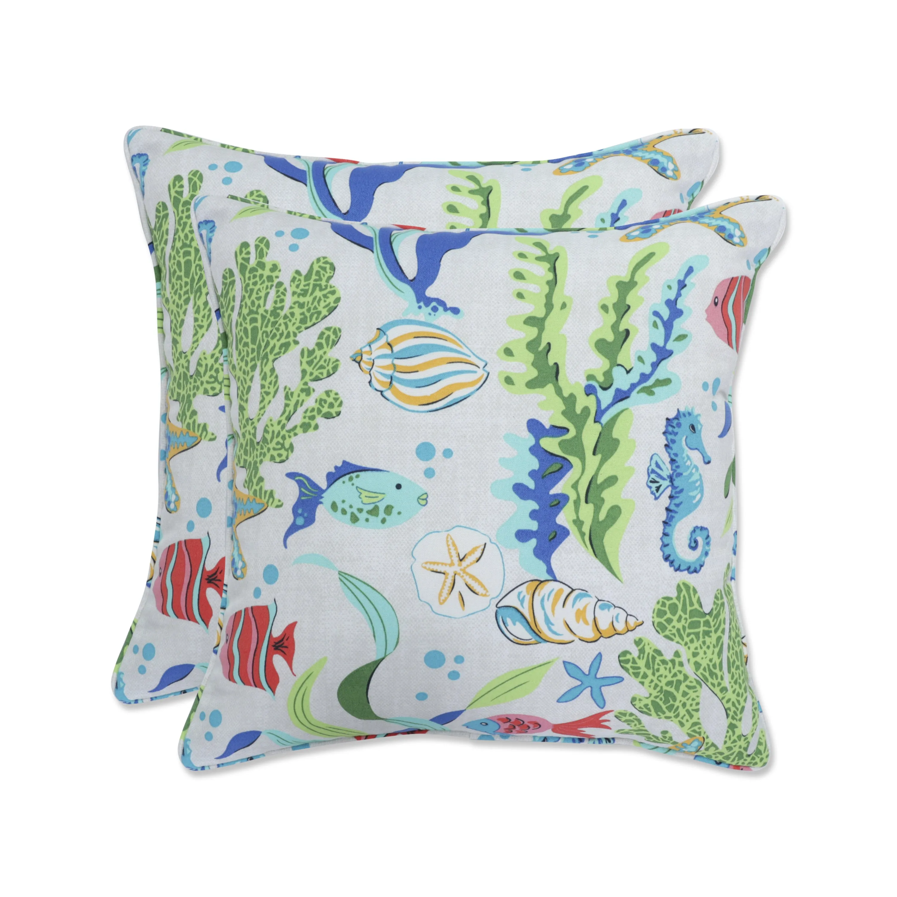 Coral Bay Blue 16.5-inch Throw Pillow (Set of 2)