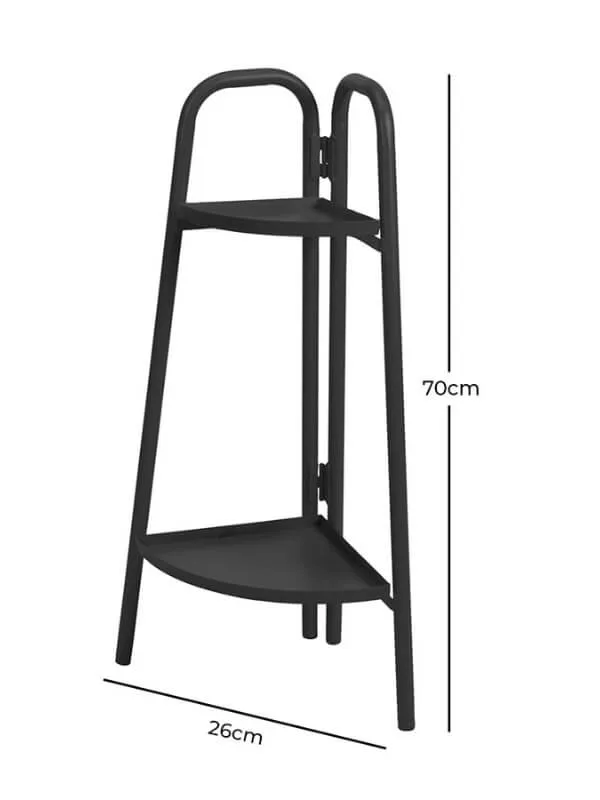 Corner Rack Flower Stand with 2 Shelves - Steel Design