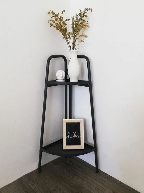 Corner Rack Flower Stand with 2 Shelves - Steel Design