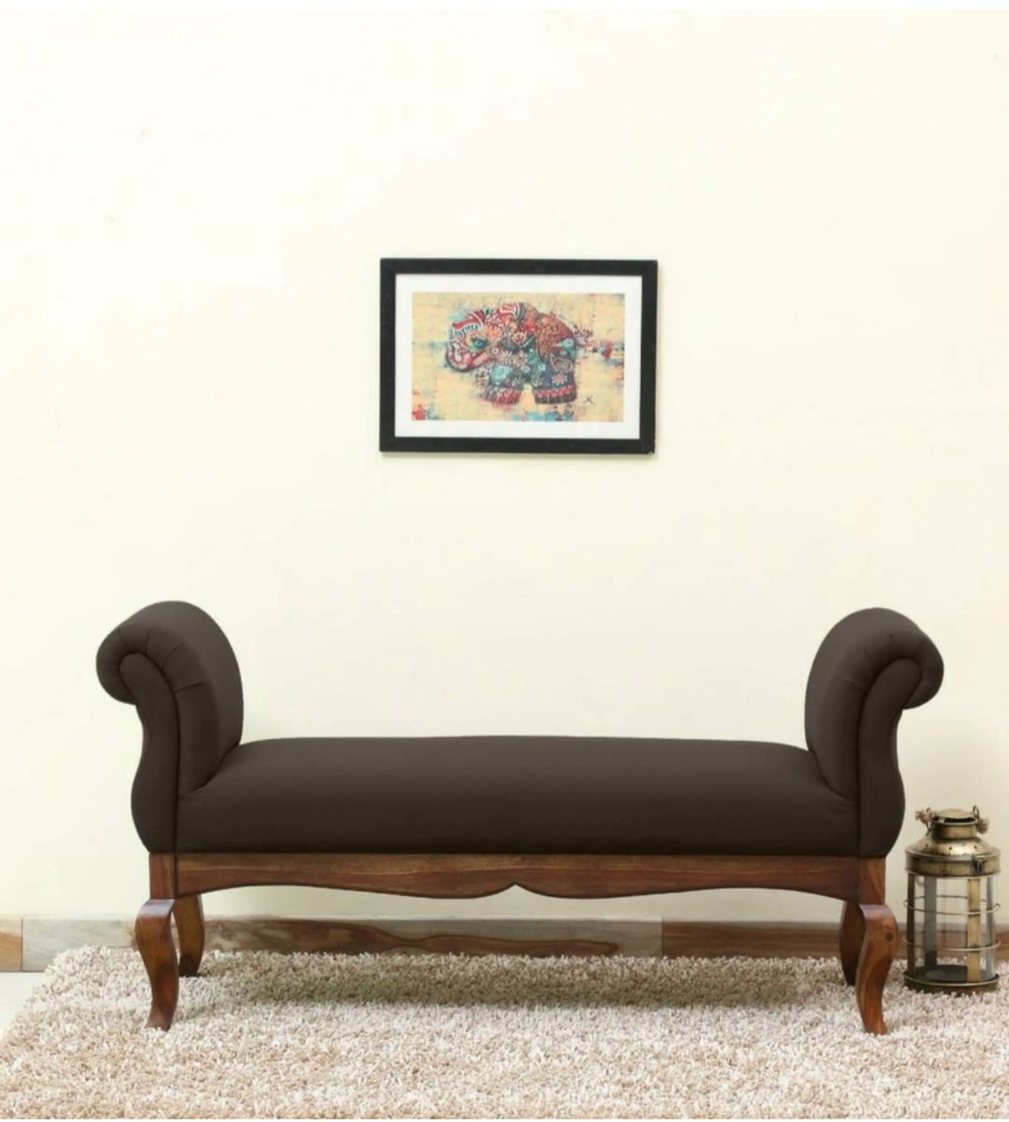 Couch Luxury Upholstered Bench Polyester (Teak Wood)