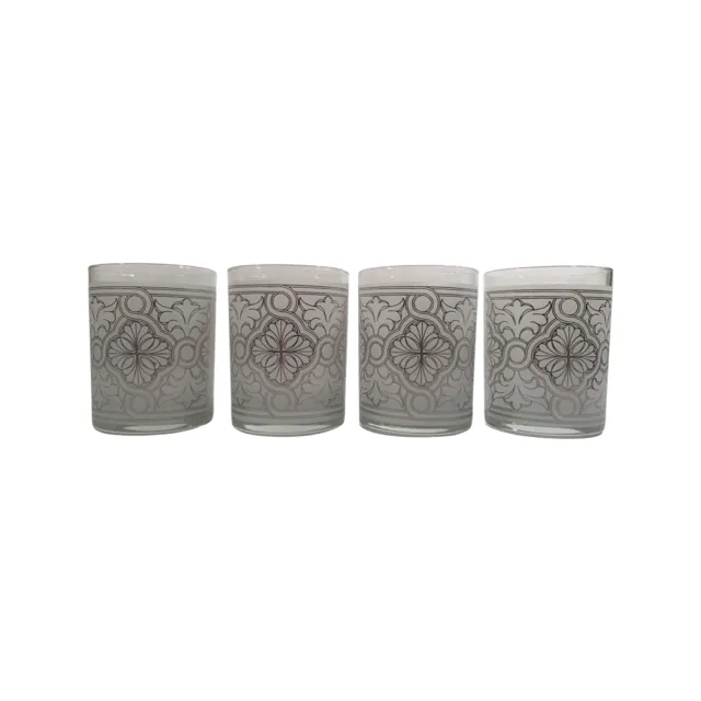 Culver Signed Frosted Art Deco Double Old Fashion Glasses (Set of 4)