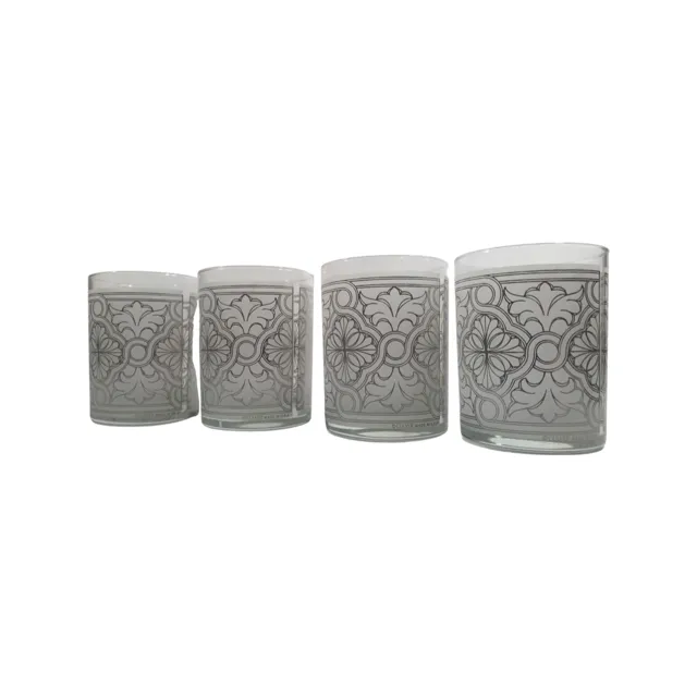 Culver Signed Frosted Art Deco Double Old Fashion Glasses (Set of 4)