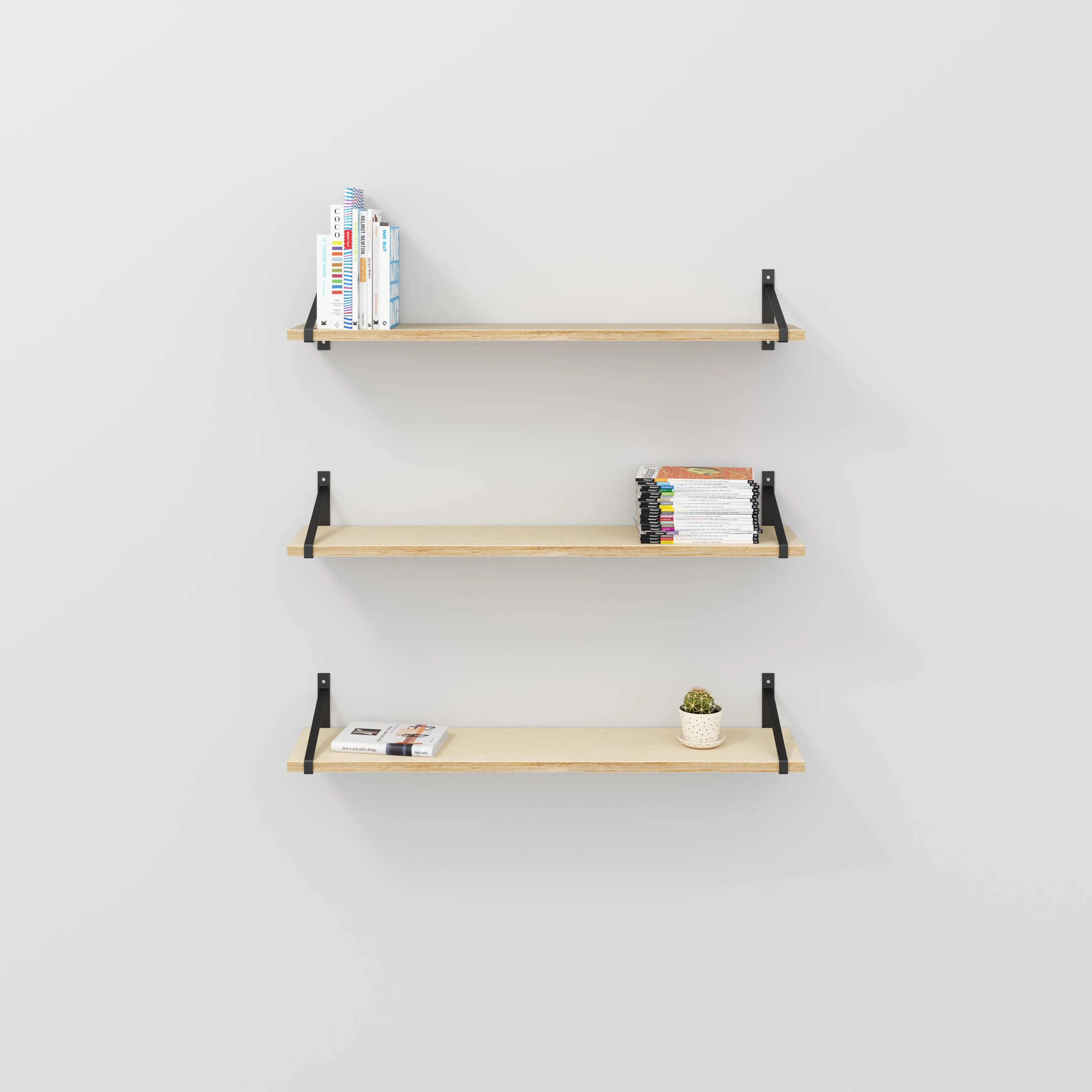 Custom Plywood Wall Shelf with Suspense Brackets