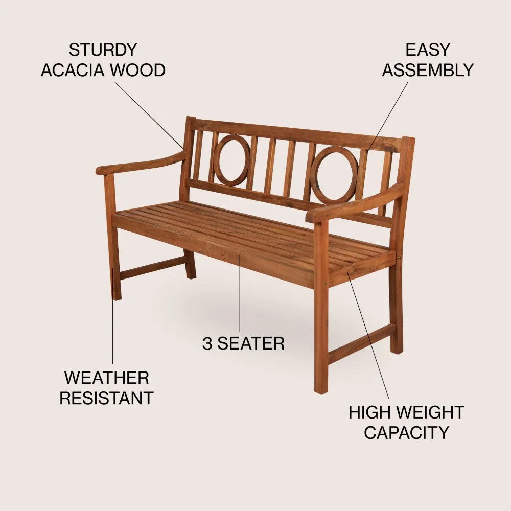 Dhirz Circle-Back 600-Lbs Support Acacia Wood Outdoor Garden Patio Bench