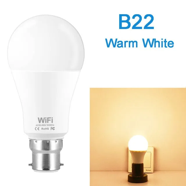 Dimmable 15W E27 WiFi Smart Light Bulb LED Lamp App Operate Alexa Google Assistant Voice Control Wake up Smart Lamp Night Light