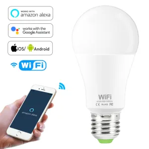 Dimmable 15W E27 WiFi Smart Light Bulb LED Lamp App Operate Alexa Google Assistant Voice Control Wake up Smart Lamp Night Light