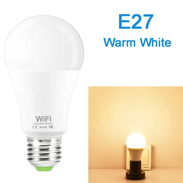 Dimmable 15W E27 WiFi Smart Light Bulb LED Lamp App Operate Alexa Google Assistant Voice Control Wake up Smart Lamp Night Light