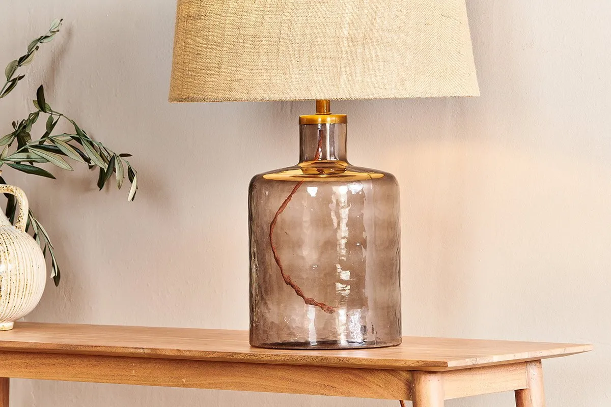 Edina Recycled Glass Table Lamp - Smoke Brown - Small