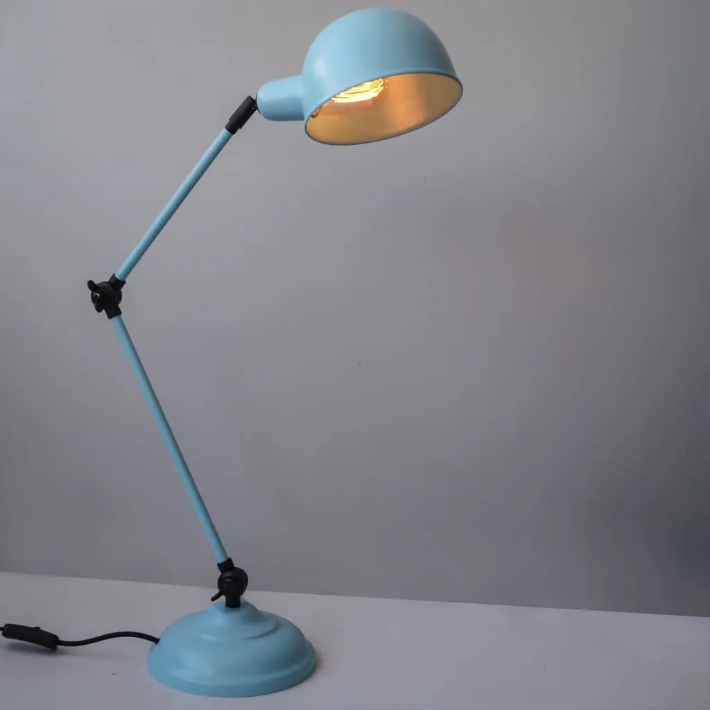 Fdl104 Laurent Arched Mid-Century Blue Desk Lamp