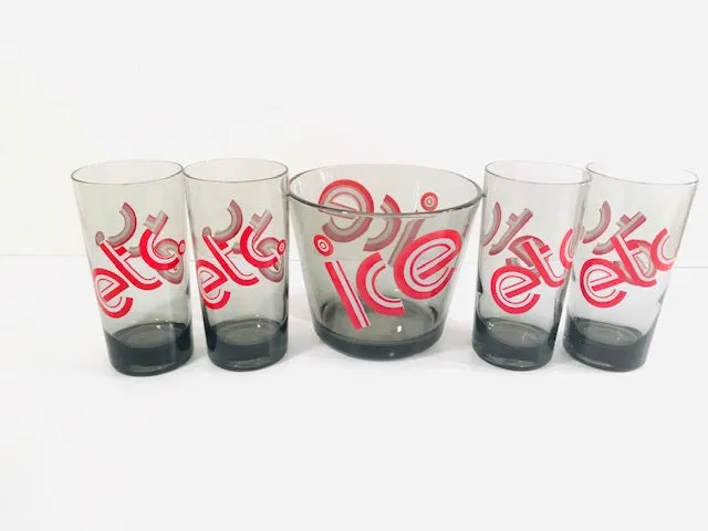 Federal Glass Retro Pop Art 5-Piece Bar Set