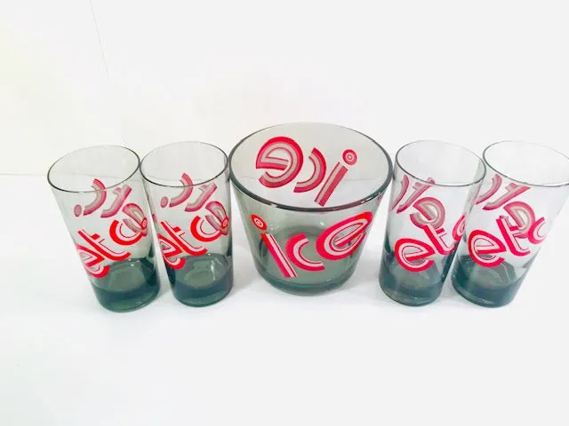 Federal Glass Retro Pop Art 5-Piece Bar Set