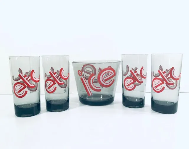 Federal Glass Retro Pop Art 5-Piece Bar Set