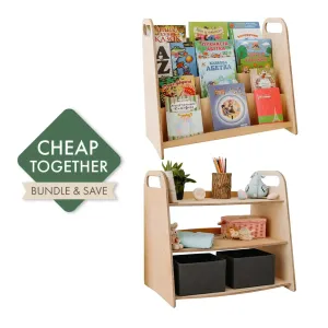 Goodevas 2in1 Montessori-Regal-Set: Bücherregal   Spielzeugregal - Beige