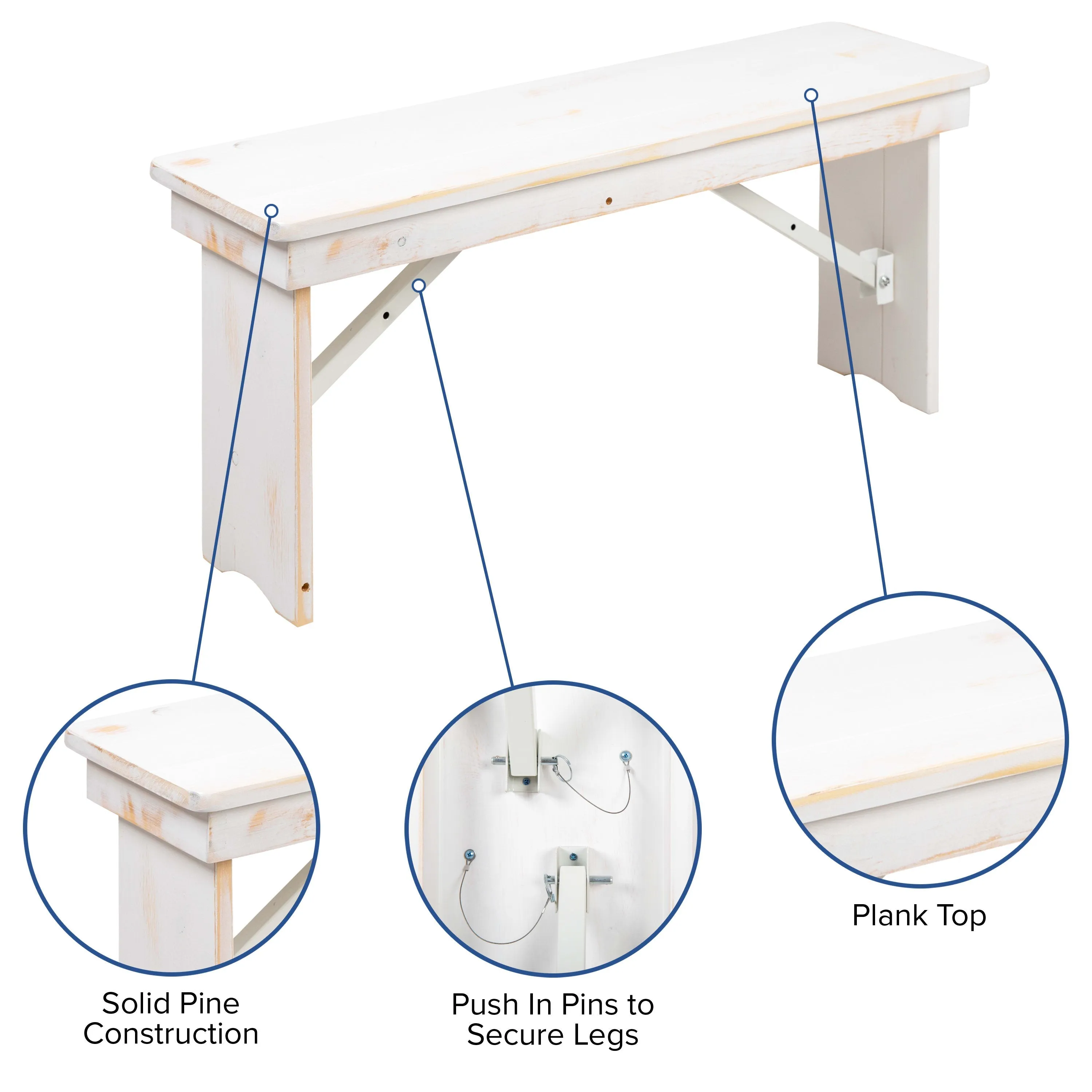 HERCULES Series 8' x 40'' Folding Farm Table and Four Bench Set