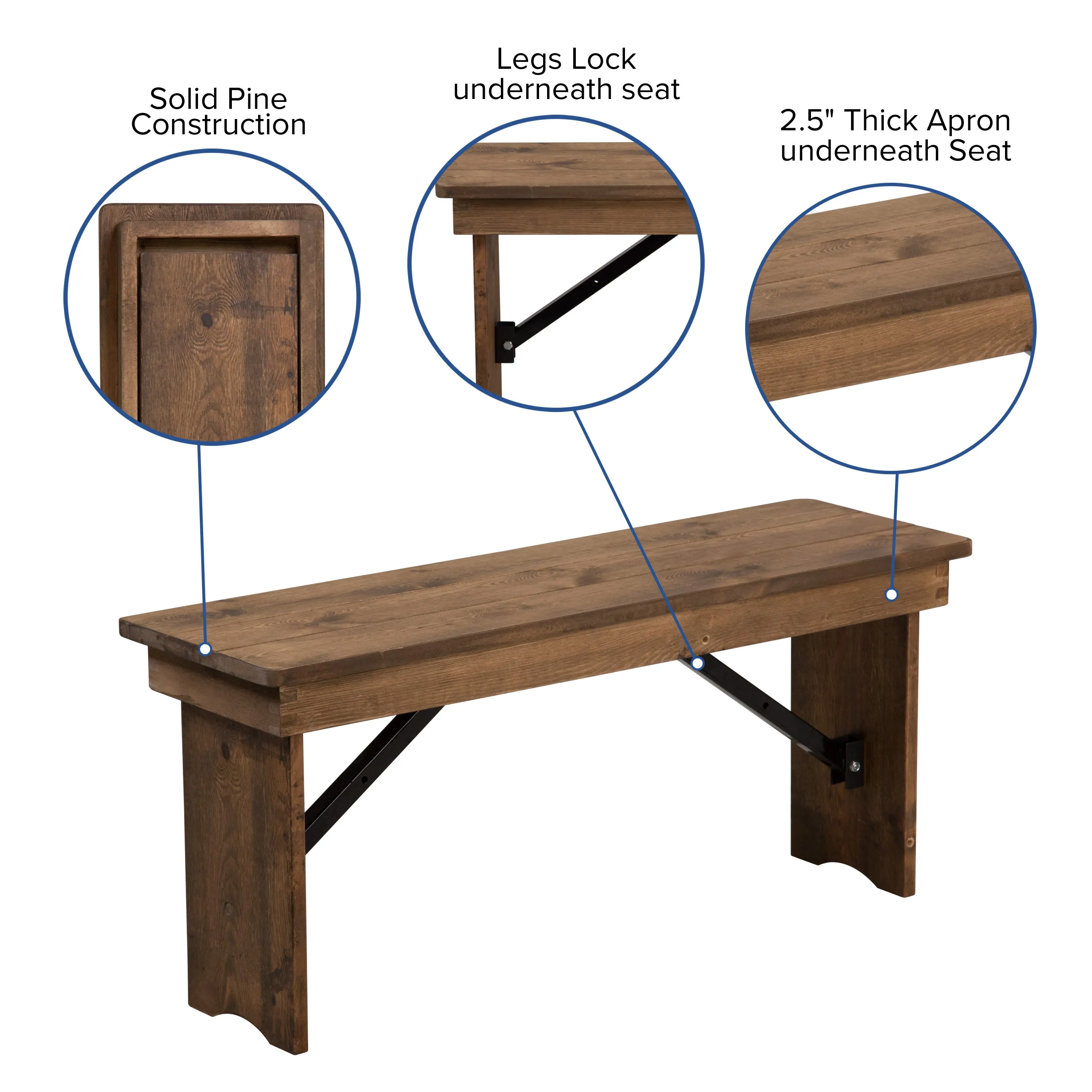 HERCULES Series 8' x 40'' Folding Farm Table and Four Bench Set