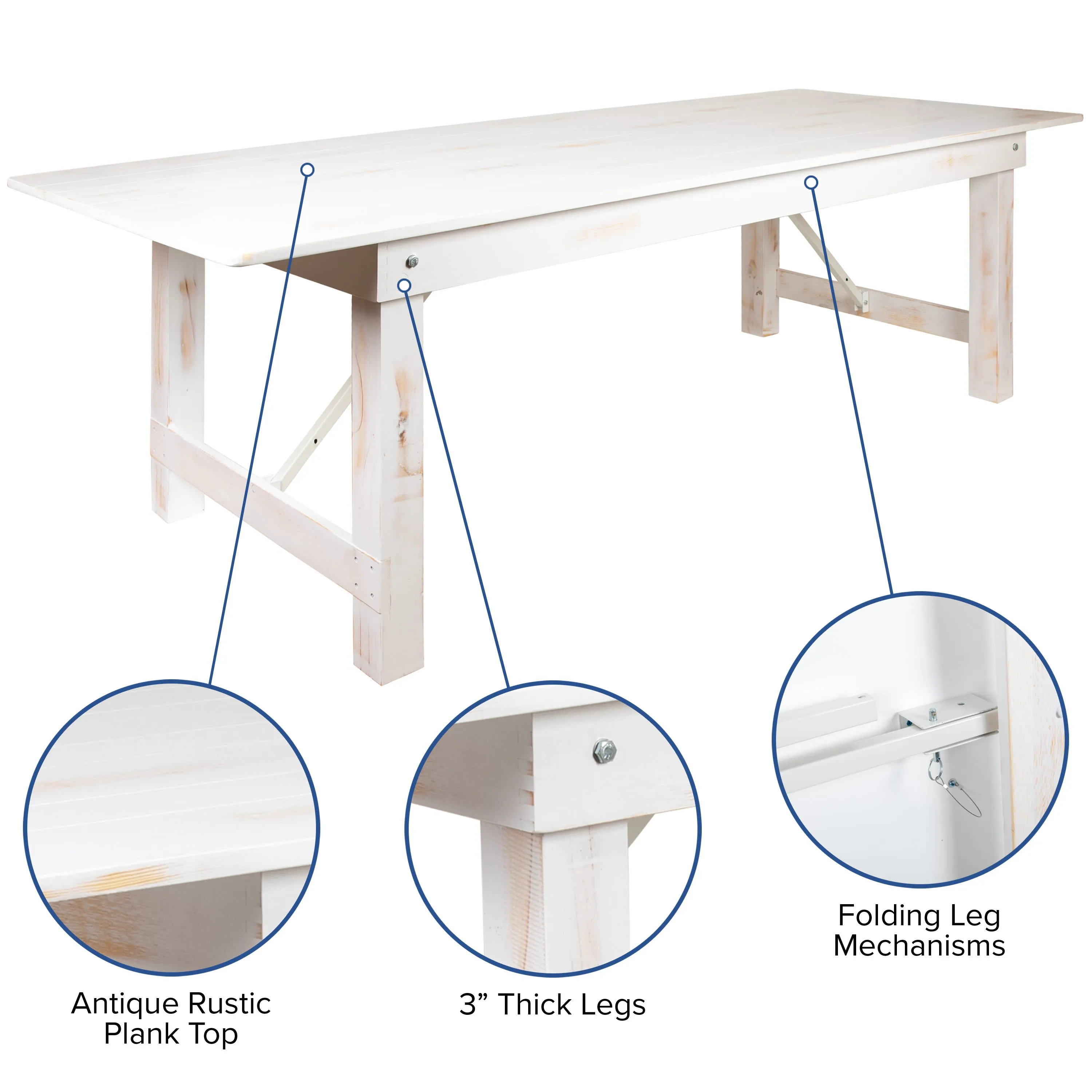 HERCULES Series 8' x 40'' Folding Farm Table and Four Bench Set