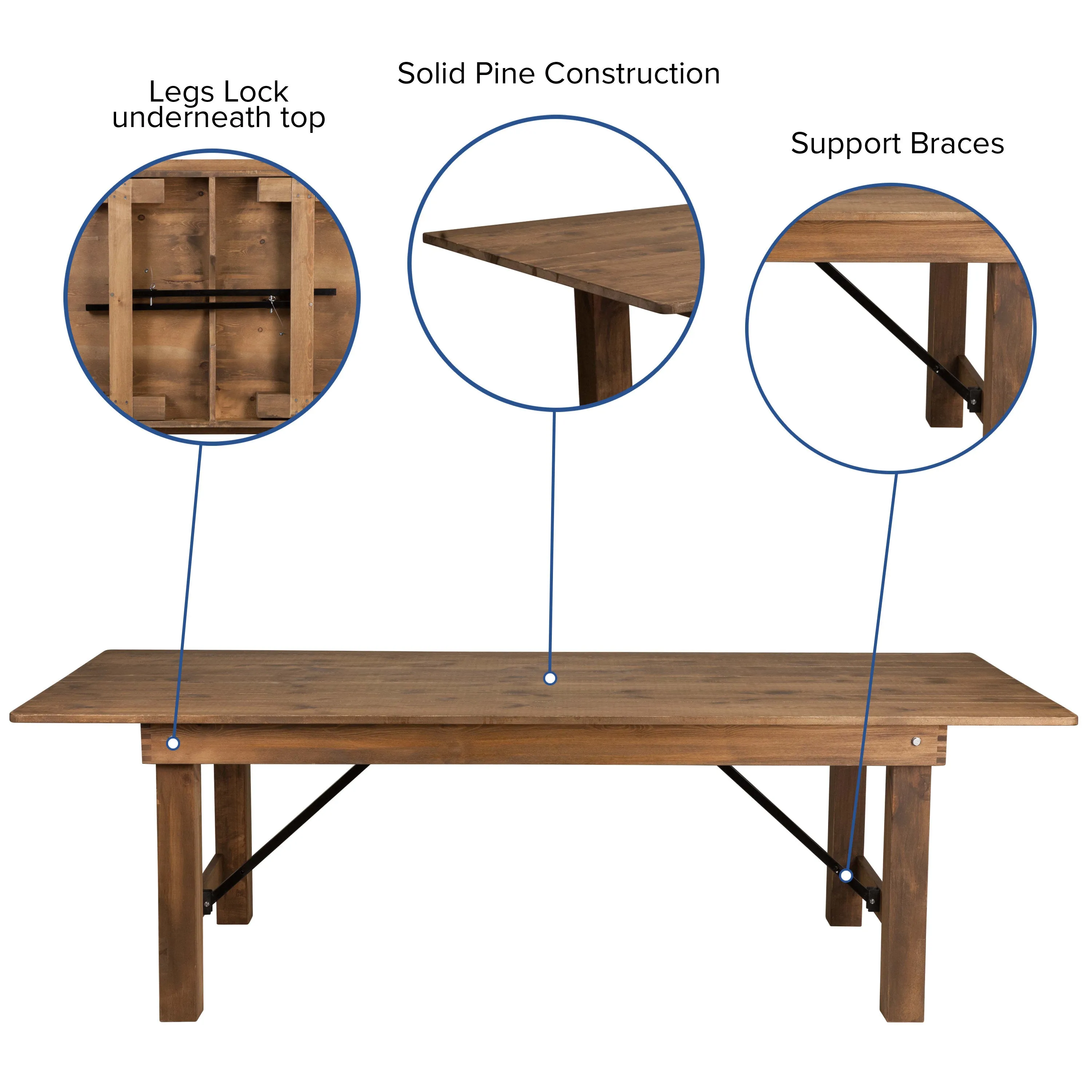 HERCULES Series 8' x 40'' Folding Farm Table and Four Bench Set