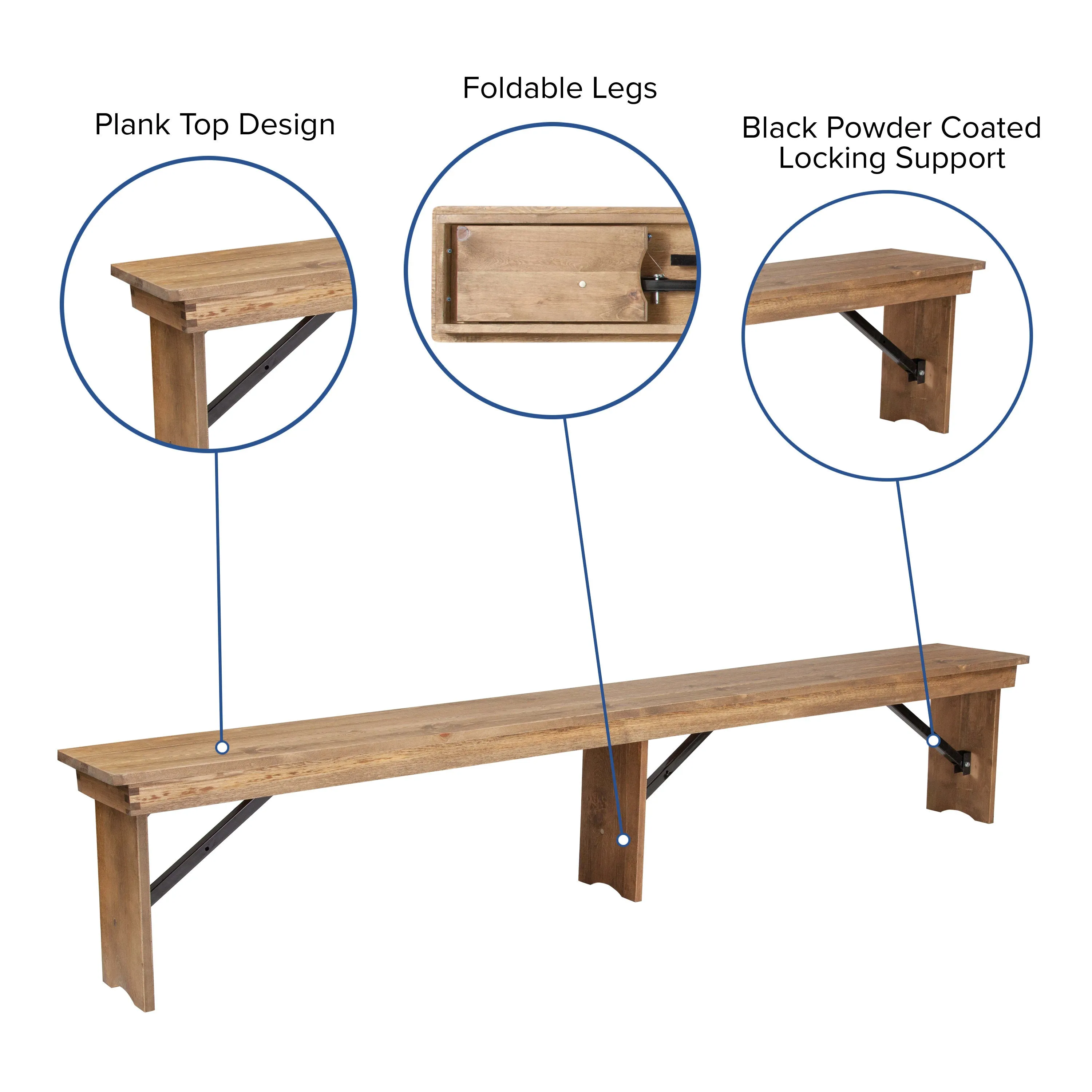 HERCULES Series 8' x 40'' Folding Farm Table and Four Bench Set