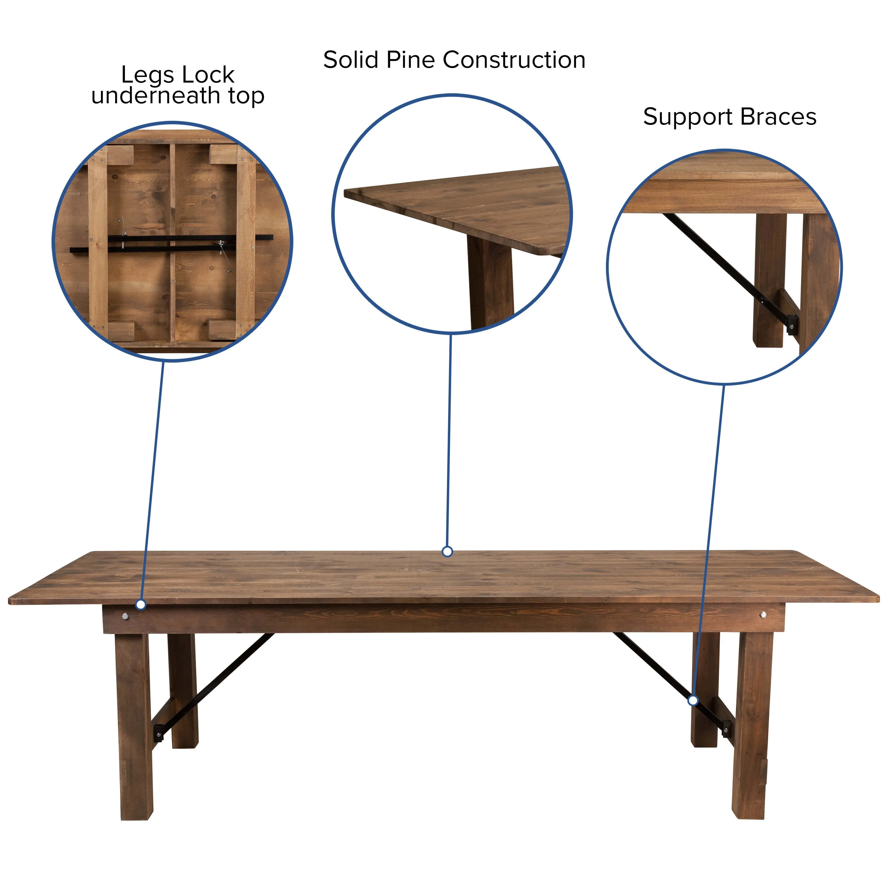 HERCULES Series 9' x 40" Folding Farm Table and Four Bench Set